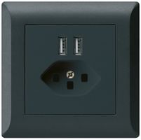 Prise ENC 2×USB & T23 kallysto.line 2400mA noir