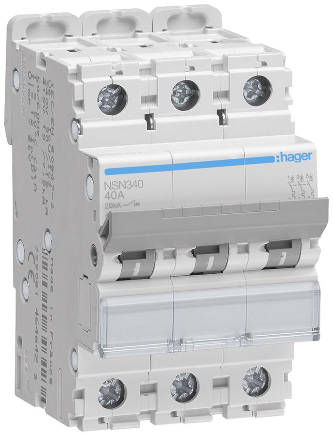 Leitungsschutzschalter Hager MCB 3P 415V Typ D 40A Icu 25kA 3TE