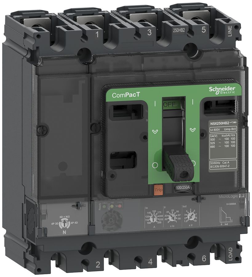 Leistungsschalter ComPacT NSX160N mit MicroLogic2.2 4P4d 57…160A 50kA