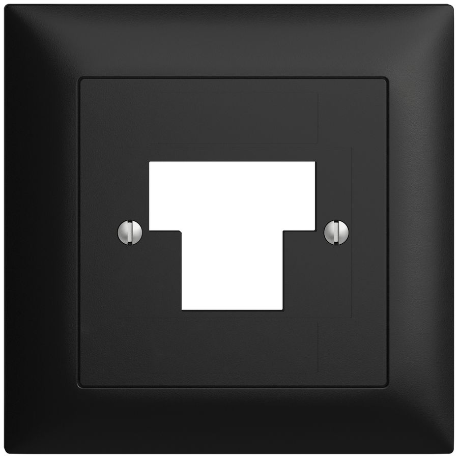 Frontset EDIZIOdue schwarz 88×88mm 1×TT 2×RJ45