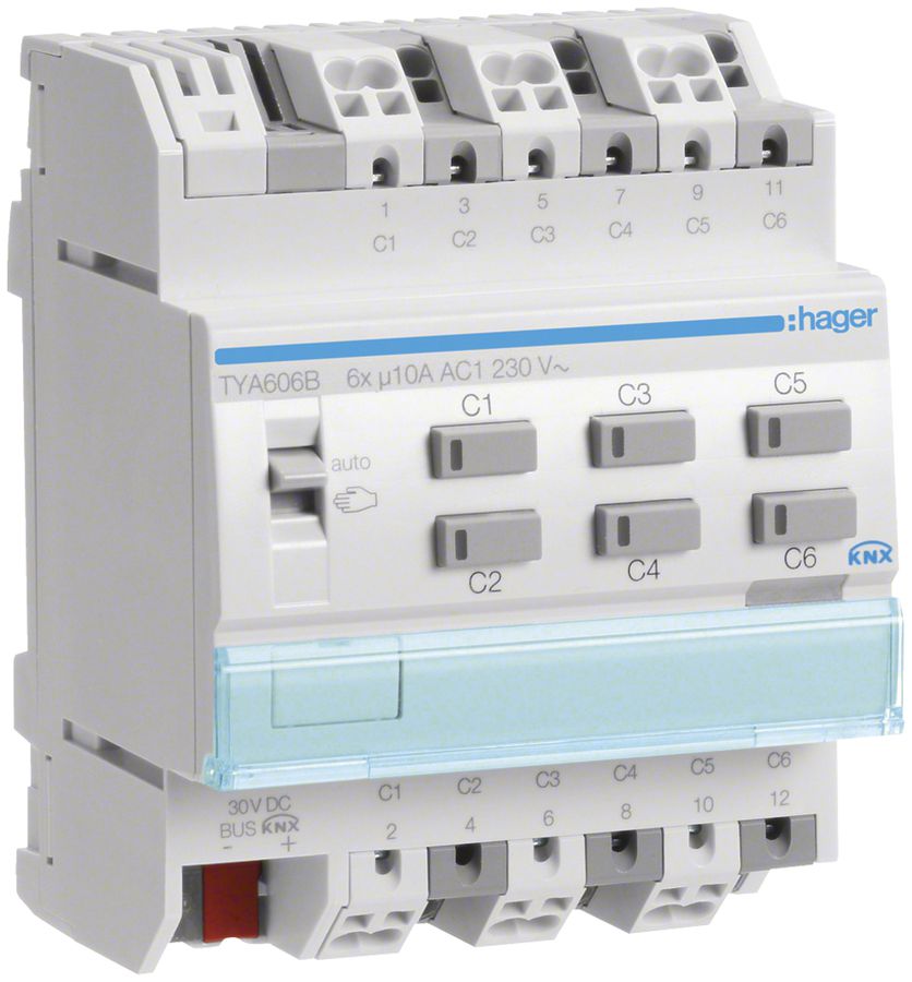 Module de sortie AMD KNX Hager system 10A sextuple
