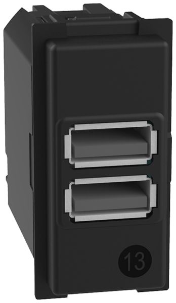 Prise de charge USB INC Legrand Living Now 1 module 2×USB-A 3000mA 5V noir