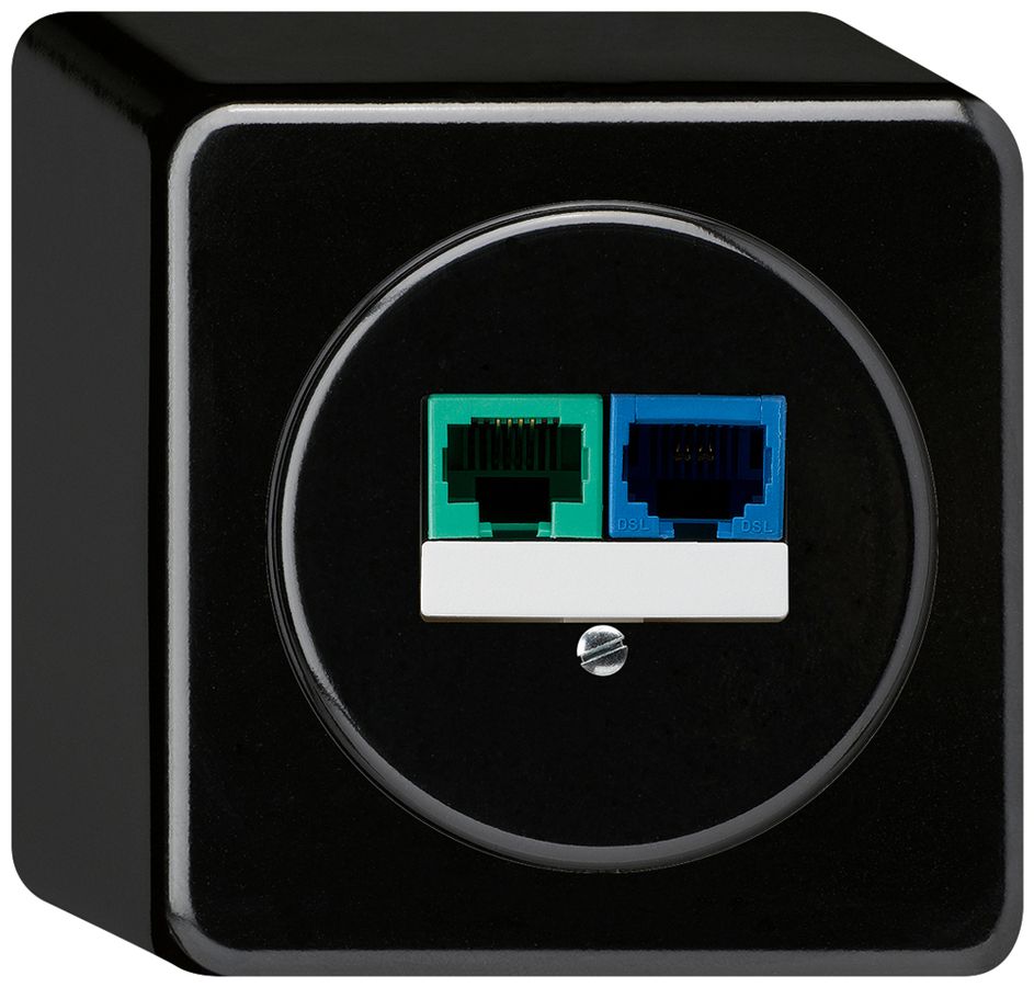 AP-Anschlussdose DSL basico 2×RJ45 schwarz