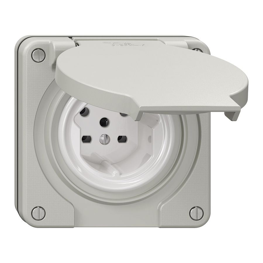 NUP-Steckdose NEVO, 1×T15, IP21, lichtgrau
