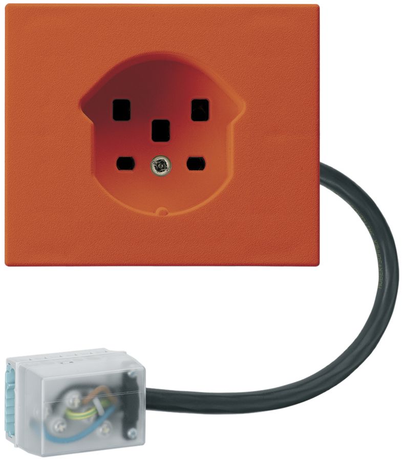 FLF-Steckdose HA Typ 25 mit Steckklemmen mit Flachkabel-Adapter Power orange