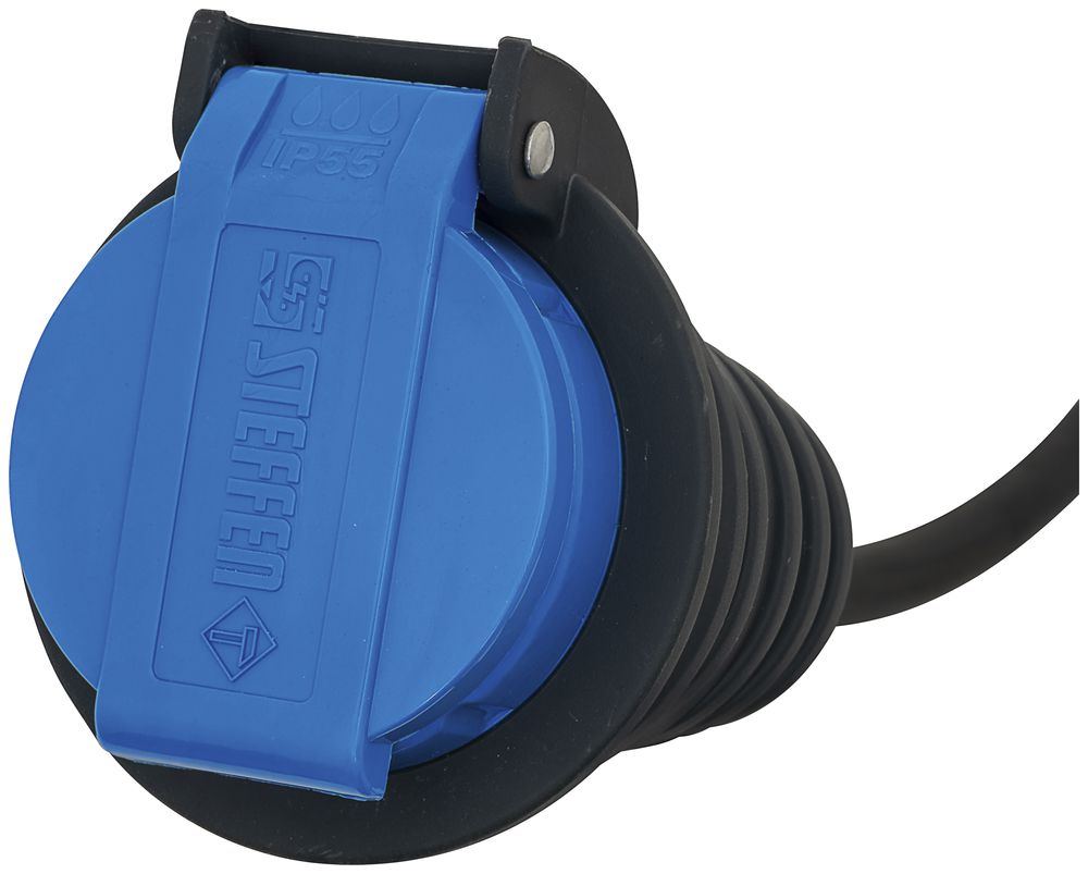 Kupplung Steffen T13 IP55 10A 250V, anthrazit/Deckel hellblau