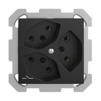 UP-Steckdose EDIZIOdue 3×T13 1×S schwarz mit Shutter