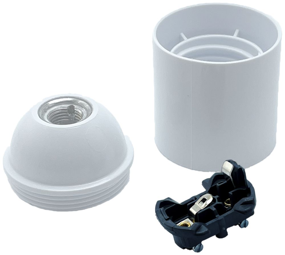 Fassung Elektrogros E27 M10×1 glatt ≤210°C Ø39×55mm weiss