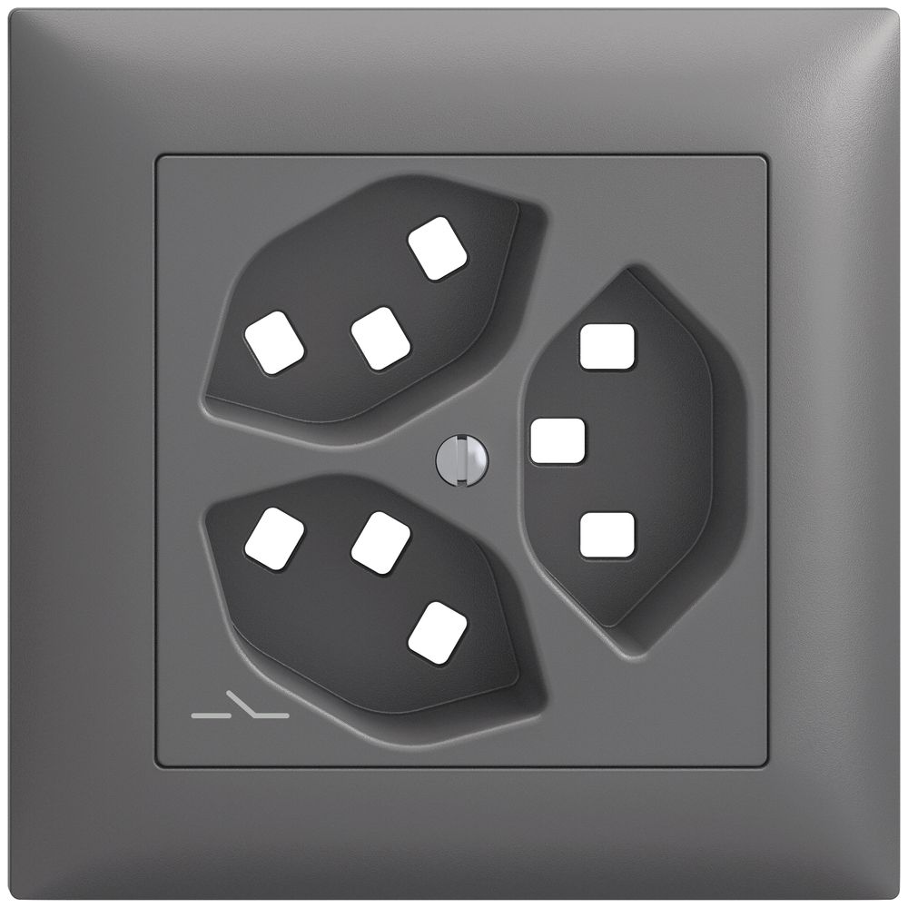 Kit montaggio INC Feller EDIZIOdue, per presa 3×T23 1×separato, grigio scuro