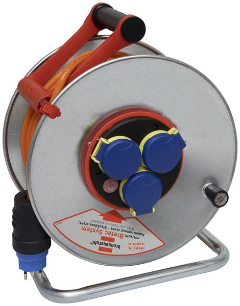 Enrouleur de câble Grant SK + Bretec 290 Ø290mm 50m 3×1.5mm² 3×T13 acier gris