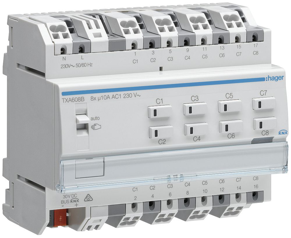 Modulo di uscita AMD KNX Hager easy 10A octuplo