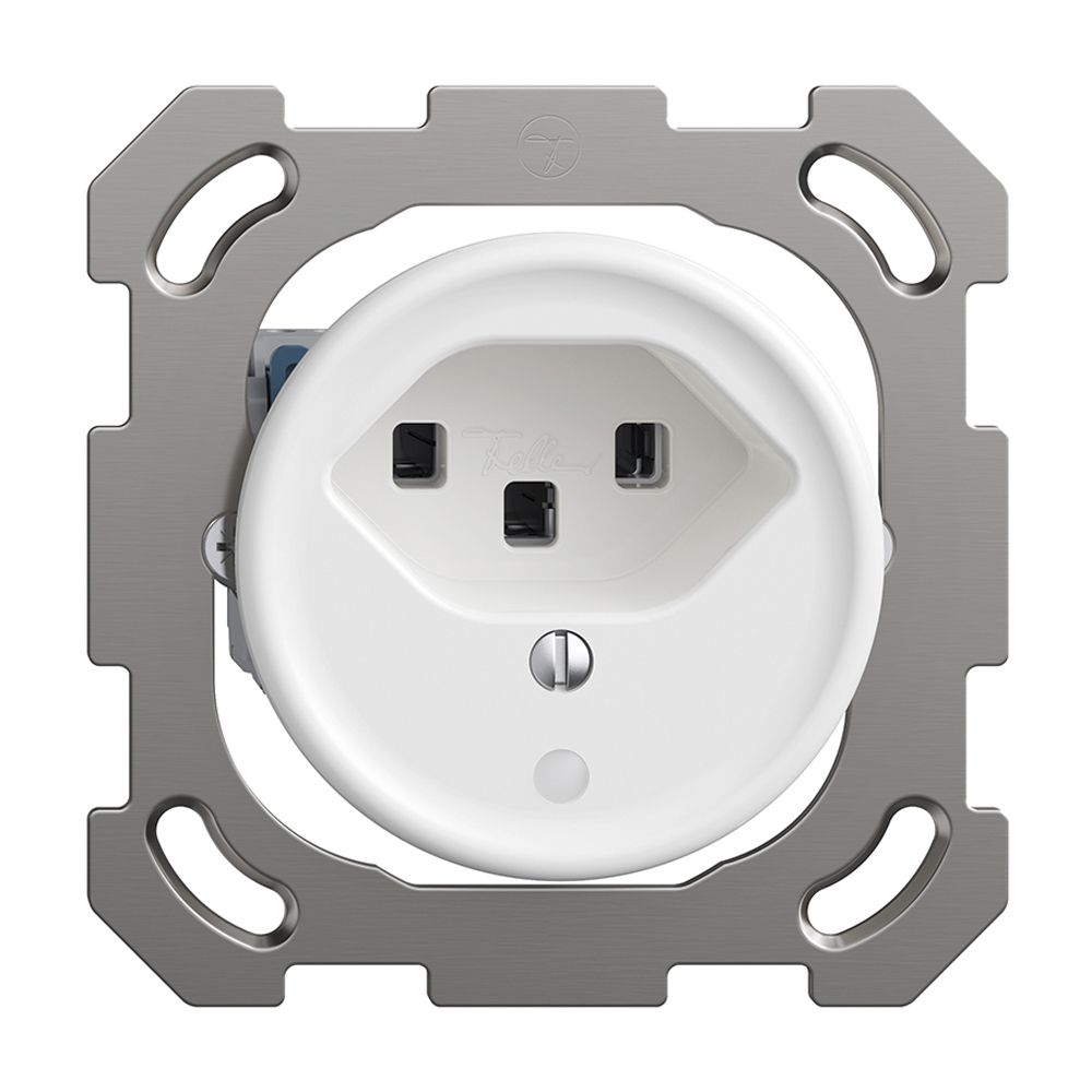 UP-Steckdose Sdue QM, 1×Typ 23, mit LED, mit Befestigungsplatte, weiss