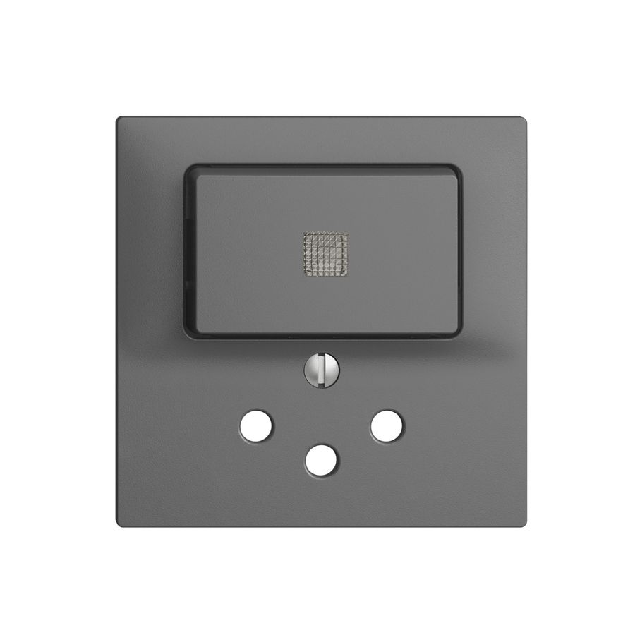 Frontset 60×60mm EDIZIOdue dunkelgrau T12 mit Linse, mit Kinderschutz