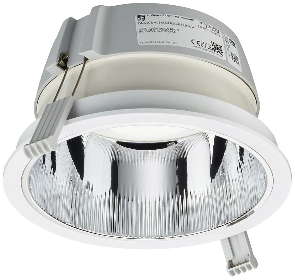 Downlight LED Philips LuxSpace Compact FLR 10.8W 2000lm 840 WB Ø214mm blanc