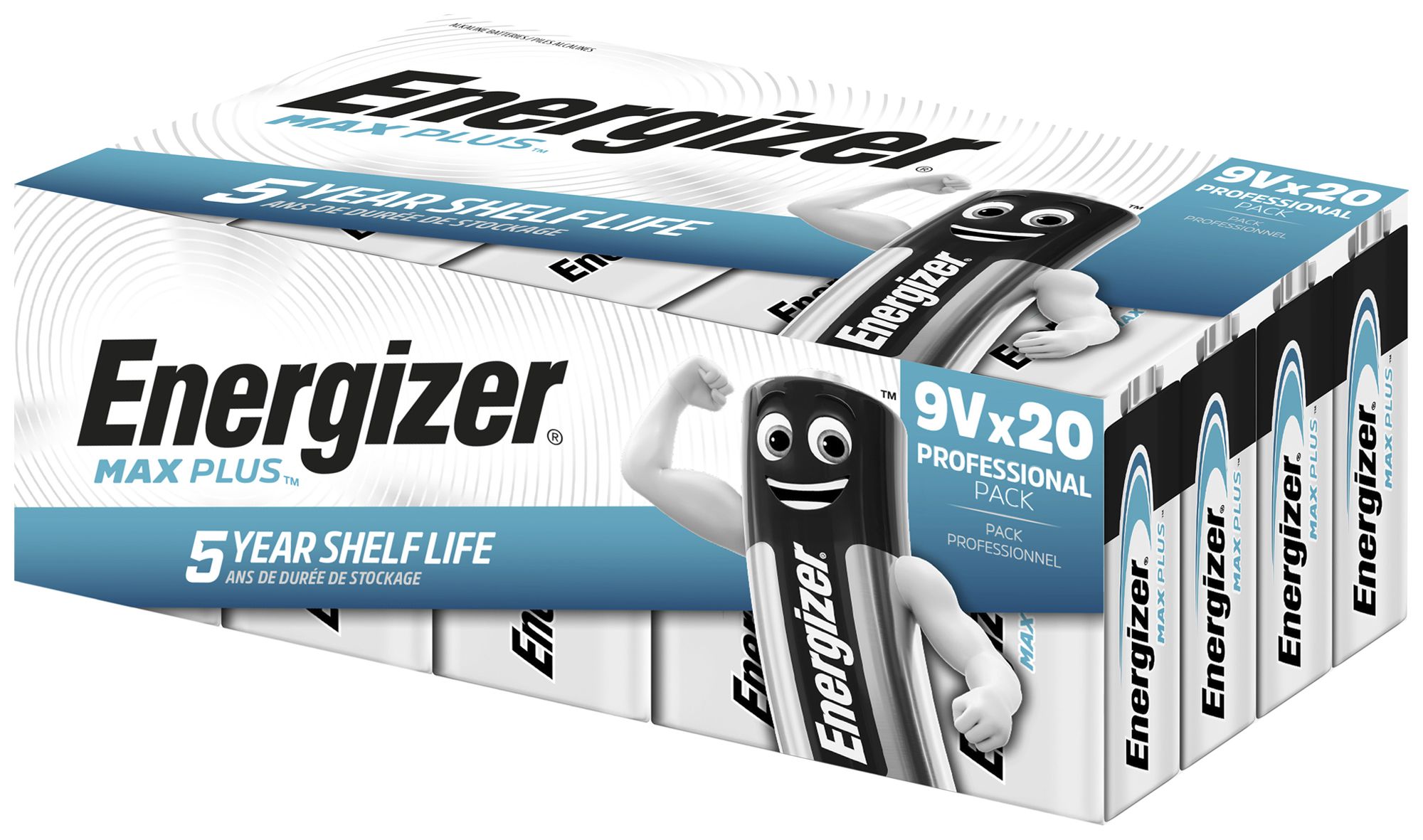 Pile alcaline Energizer Max Plus 6LR61 9V, box à 20 pièces