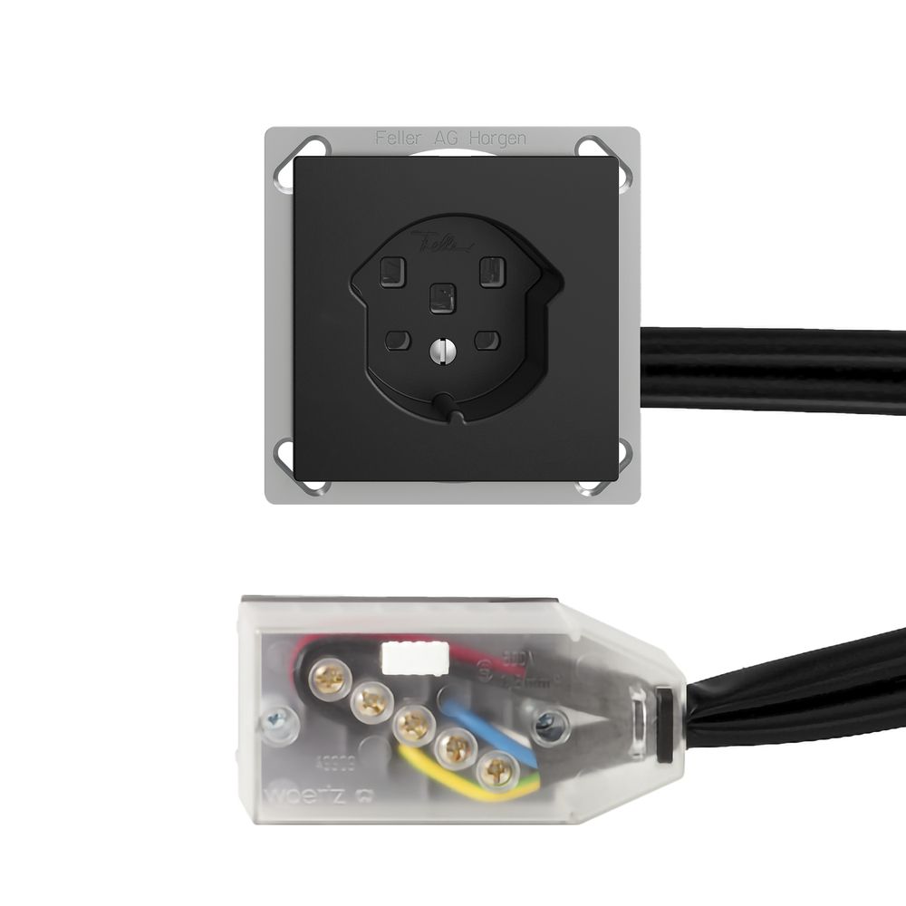 EB-Steckdose EDIZIOdue T25 16A schwarz, für Flachkabel Technofil