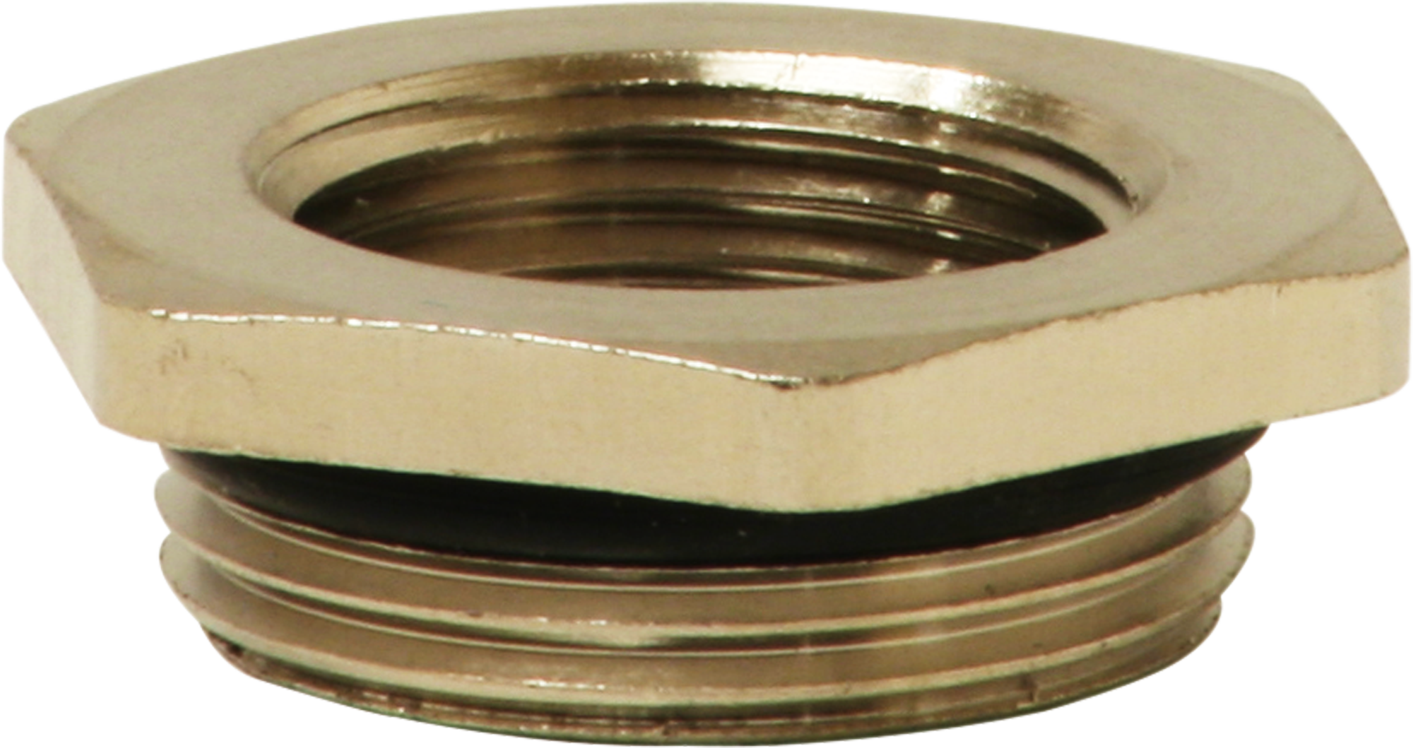 Reduktion 6-kant M25×1.5 aussen/M20×1.5 innen Messing vernickelt