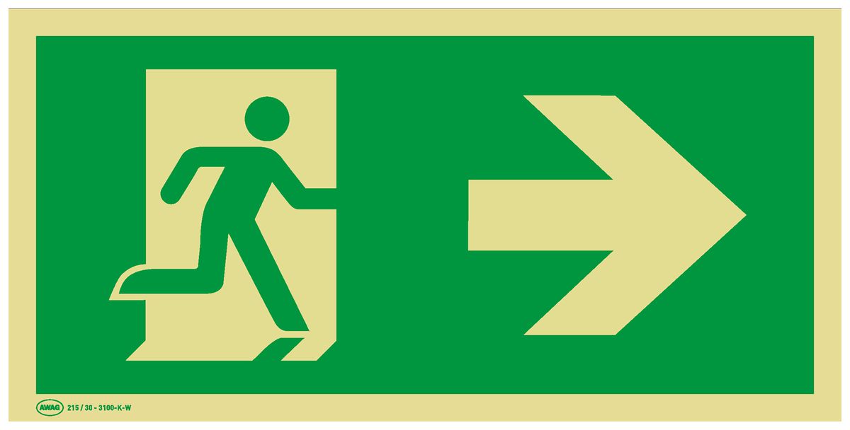 Panneau de signalisation de secours AWAG flèche vers la droite 400mm