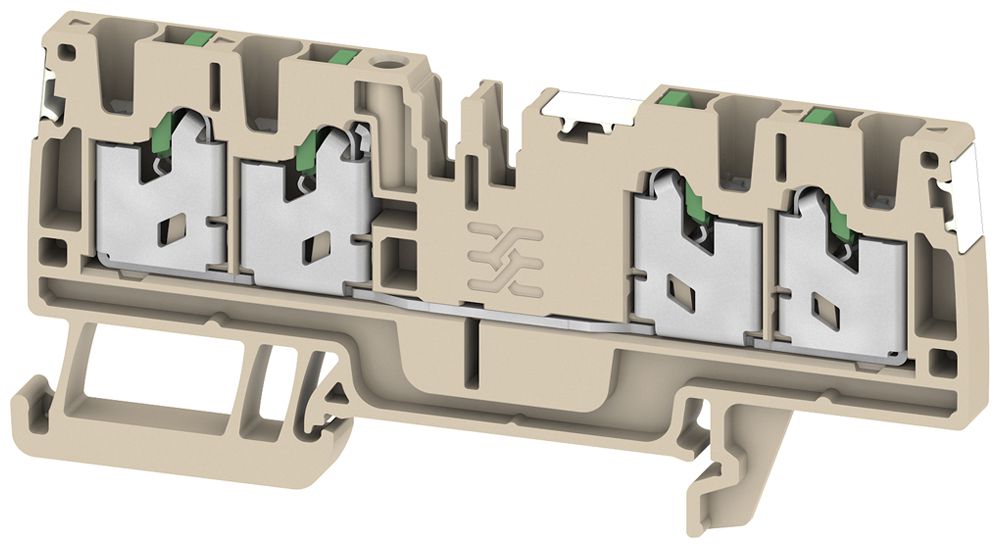 Borne de passage joignable S4C 2.5 DL 2.5mm² 24A 800V SNAP IN 4×1 DIN35 beige