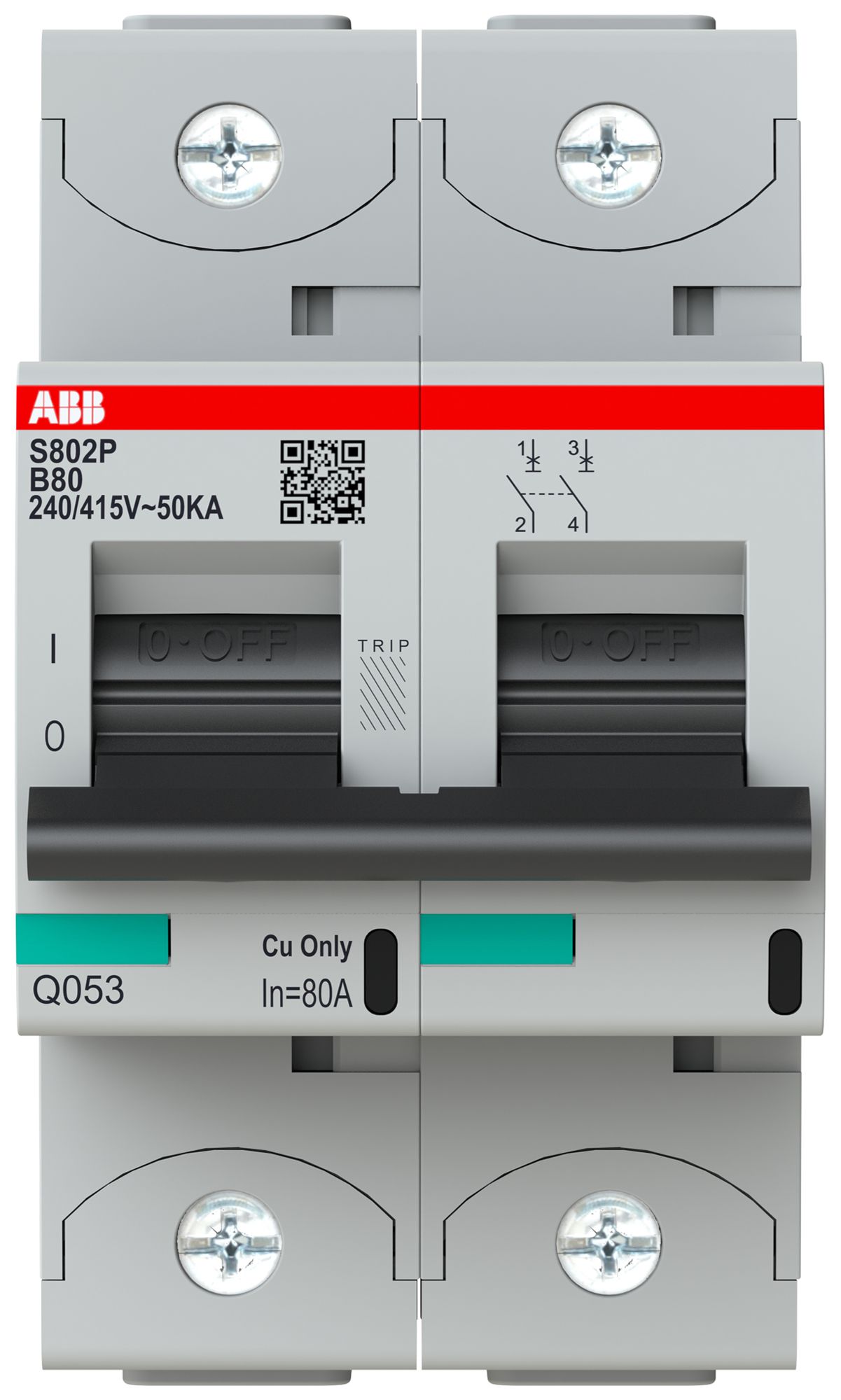 Leitungsschutzschalter ABB S802P-B80 2P 400V B-80A 50kA 3TE