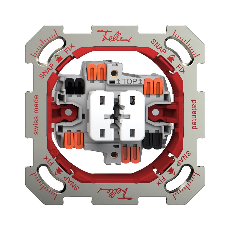 Interrupteur à poussoir ENC Feller SNAPFIX® 1/3+3/1L