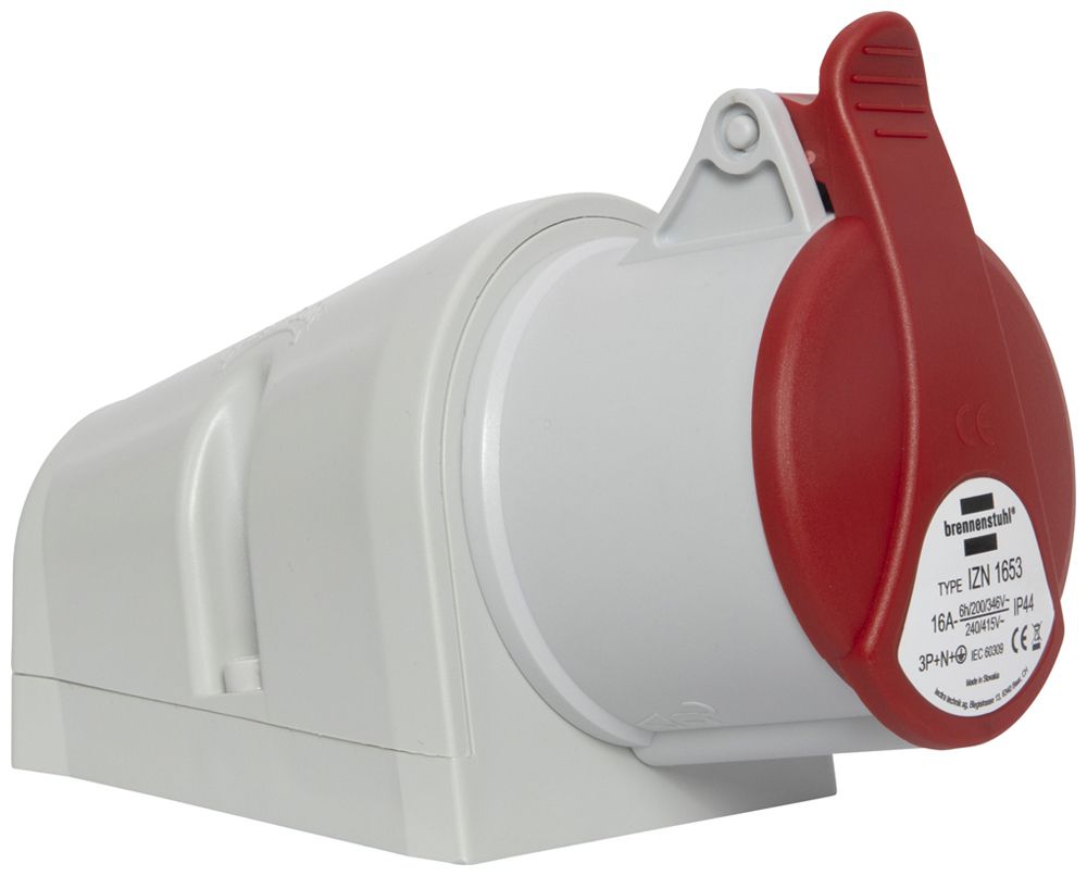 Presa murale AP Brennenstuhl CEE 16A 3L+N+PE 400V 6h rosso 162×78×106mm IP44