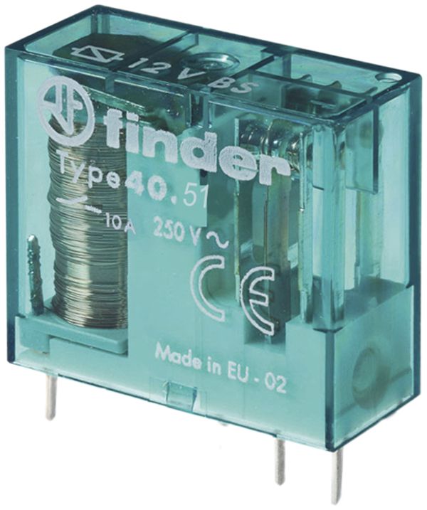 Relais commutation Finder 40, 1C 10A/5VUC AgNi 5mm RT II