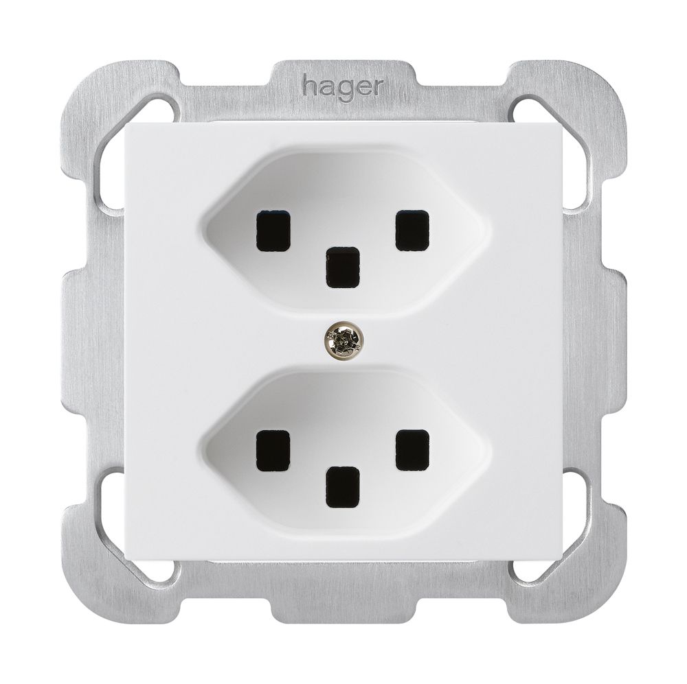 UP-Steckdose kallysto 2×T23 weiss mit Steckklemmen