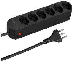 Steckdosenleiste COMPACT 1.5m 6×T13 Reset-Knopf, schwarz