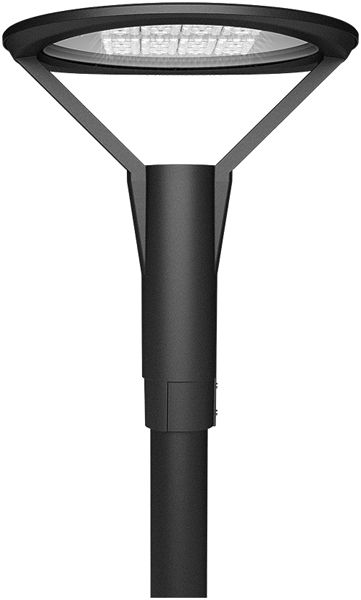 Lampione LED DOTLUX PLAZA 100W 11500lm 3000K nero testa palo