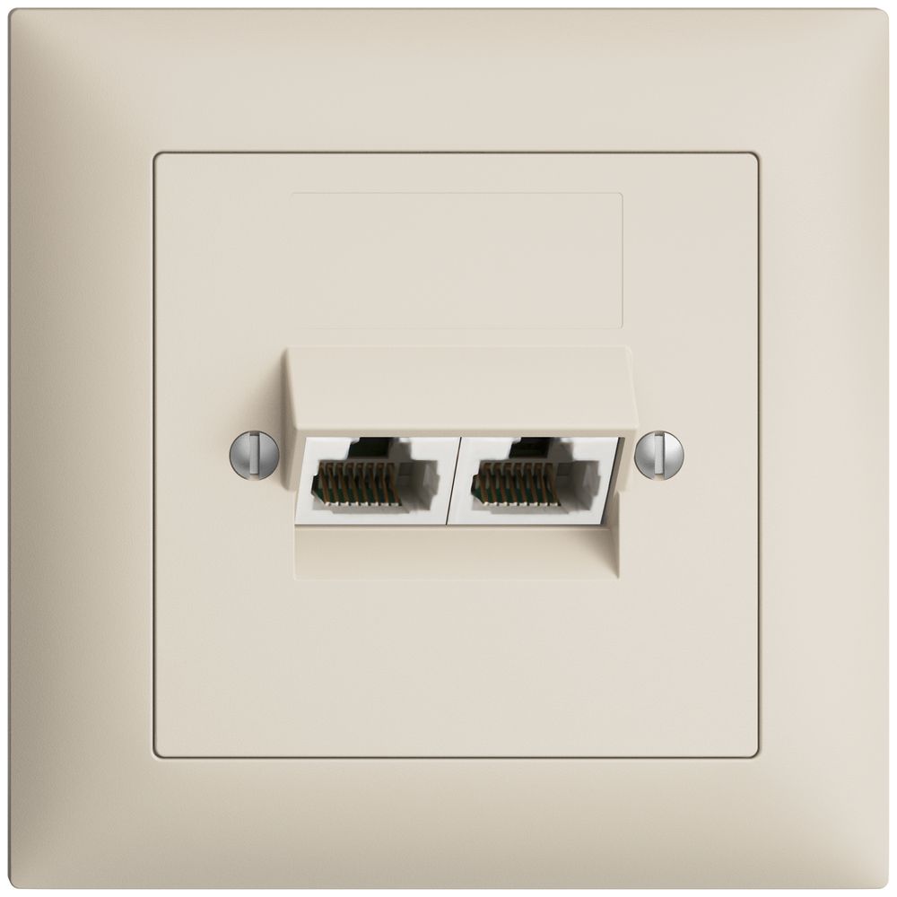 UP-Anschlussdose 2×RJ45/u 4P getr. EDIZIOdue crema ITplus