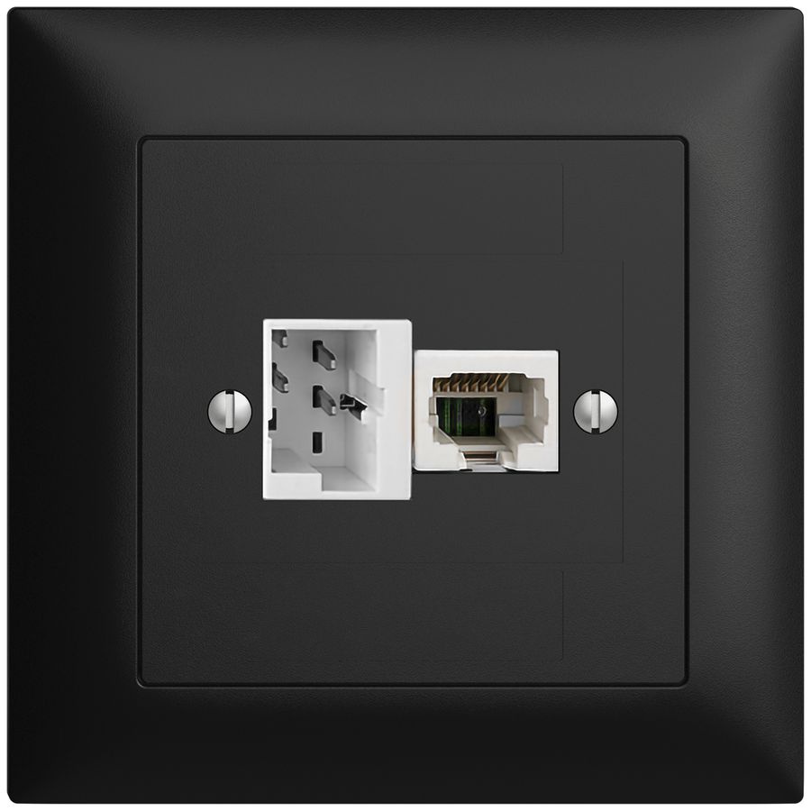 UP-Anschlussdose 1×TT,1×RJ45/u 4P EDIZIOdue schwarz ITplus ITM