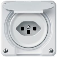 UP-Steckdose robusto 1×T23 16A 250V 86×86mm IP21 weiss