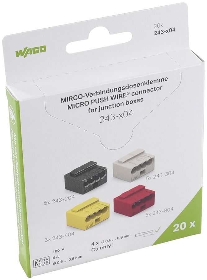 Borne micro WAGO Micro 243-9294 en blister 20 pièces 4L Ø0.8mm