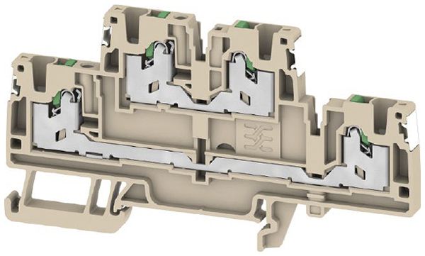 Borne de passage joignable S2T 2.5 DL 2.5mm² 22A 800V SNAP IN 2×2 DIN35 beige