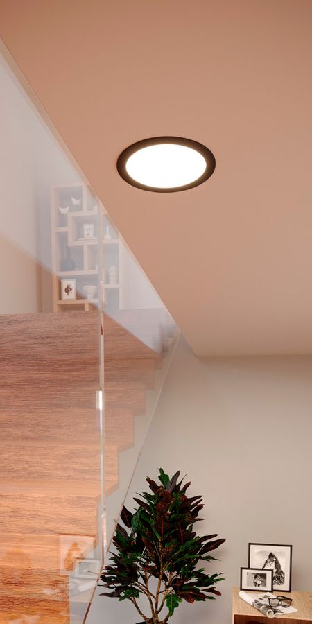 Downlight LED Eglo FUEVA 12W 0…1150lm 2700…6500K IP44 REG Ø168×40mm nero