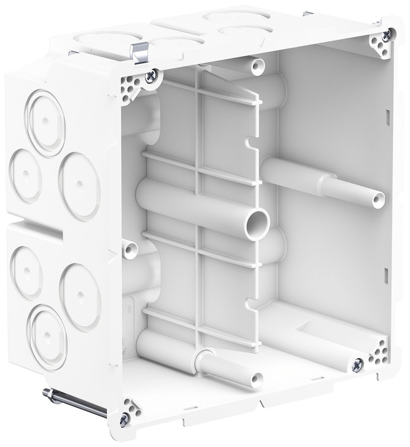 Hohlwanddose AGRO 2×2 850°C mit Laschen, M20/25, weiss
