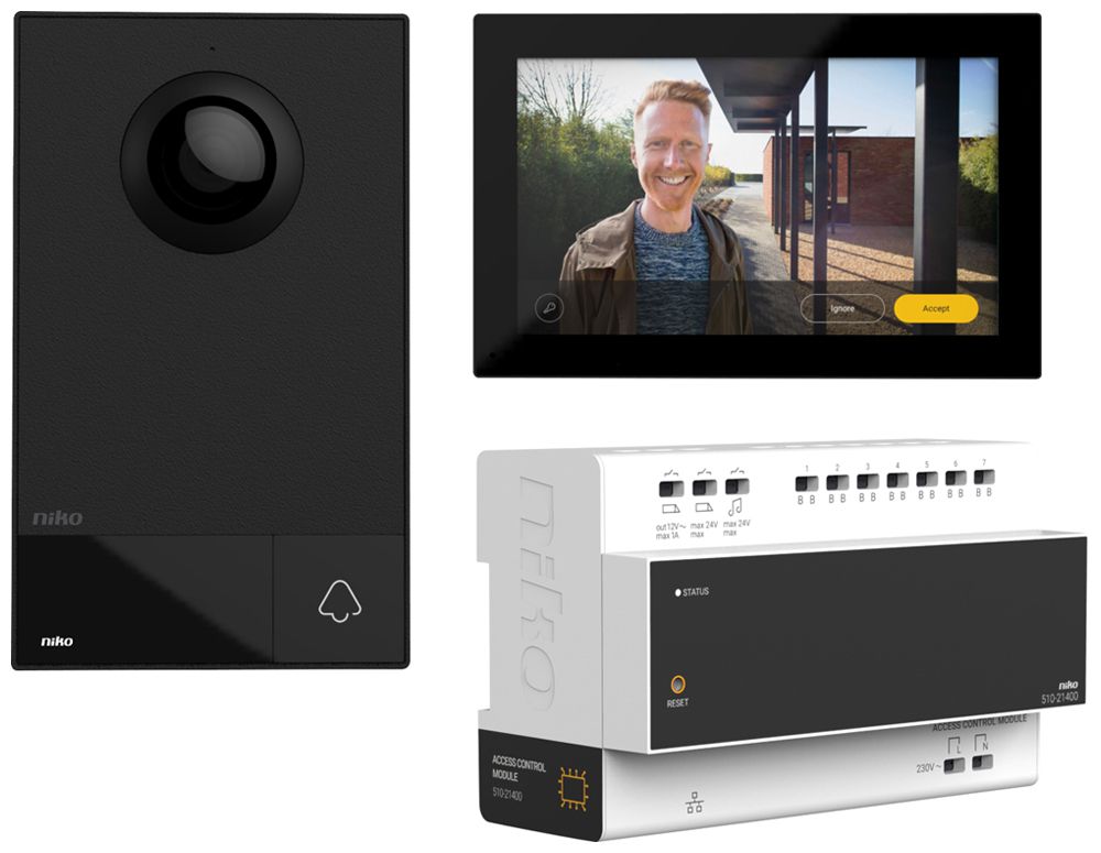 Audio/Video-Türsprechanlage-Set Niko, 2-Draht, schwarz