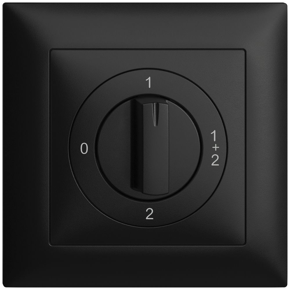 Frontset EDIZIOdue 0-1-1+2-2 88×88mm schwarz, für Drehschalter