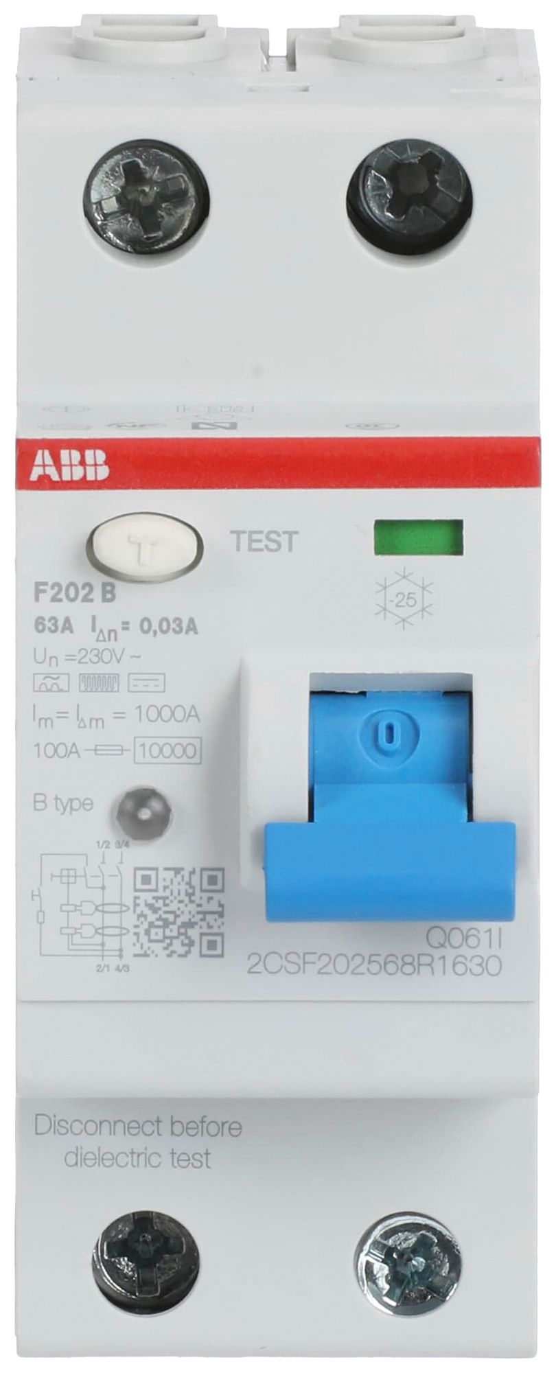 Interruttore differenziale proM compact 1PN tipo B, 63A 30mA 2UM leggr.ritardato