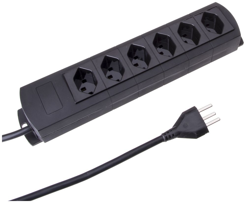 Prise multiple MH 6×T23 Prime-Line Td 3×1.5mm² 3m noir