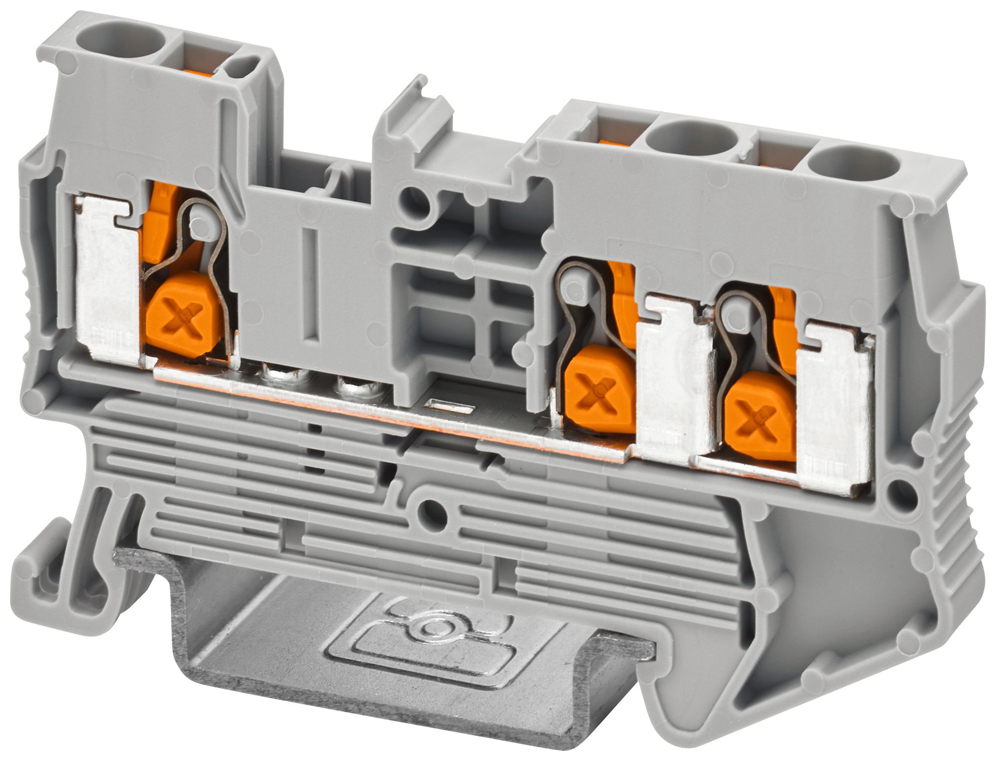 Borne de passage joignable PX XT 2,5-TWIN 4mm² 24A 800V 3×1 DIN35 gr