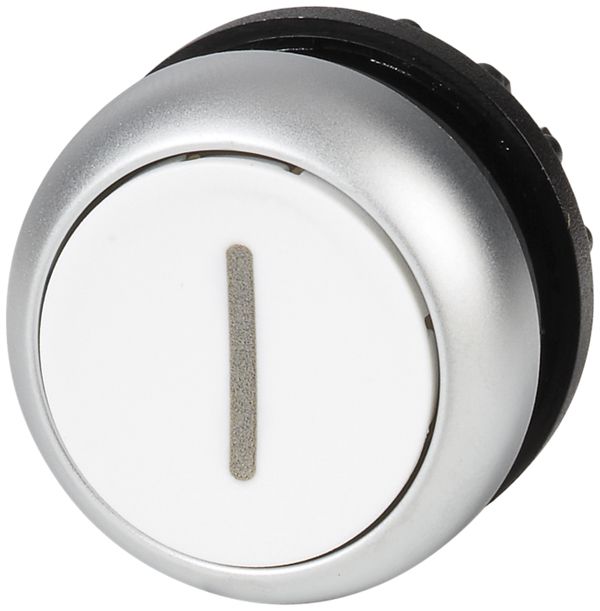Pulsante ETN RMQ piatta I bianco, ad impulso, anello cromato
