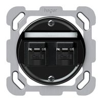 Scatola di raccordo INC origin 2×RJ45 8(8) cat.6 obliquo schermate 77×77mm nero