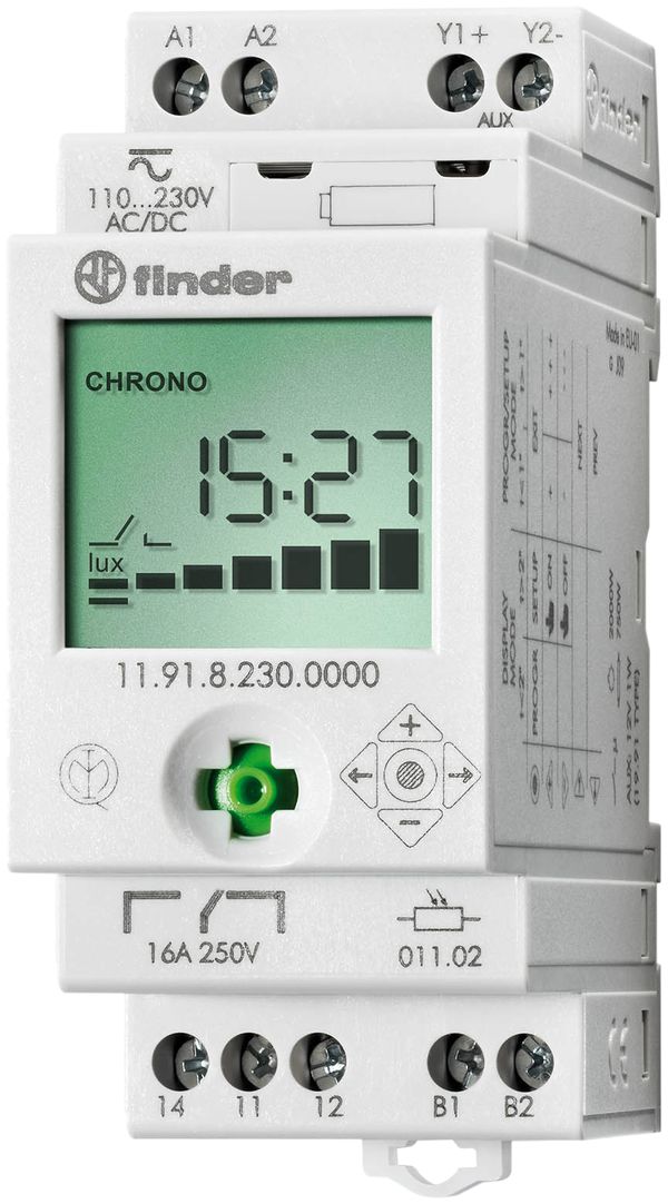 Interruttore crepuscolare/timer Finder 11.91, 2…150lx, 1C 16A 230VAC