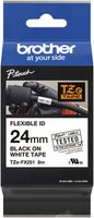 Cassette de ruban à imprimer Brother TZe-FX251 Flex 24mm×8m, blanc/noir