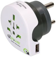 Übergangsstecker MH 3L mit USB 2.1A Stecker IND, Kupplung CH/UK/USA/IT/CN