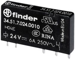 Schaltrelais Finder Serie 34, 1W 6A/24VDC 3350Ω AgNi