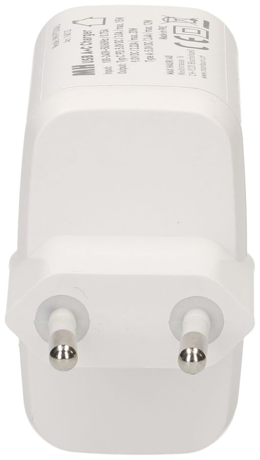 Chargeur USB MAX HAURI 1×A+1×C PD 30W 5/9VDC 2.4/2A T26 240VAC blanc