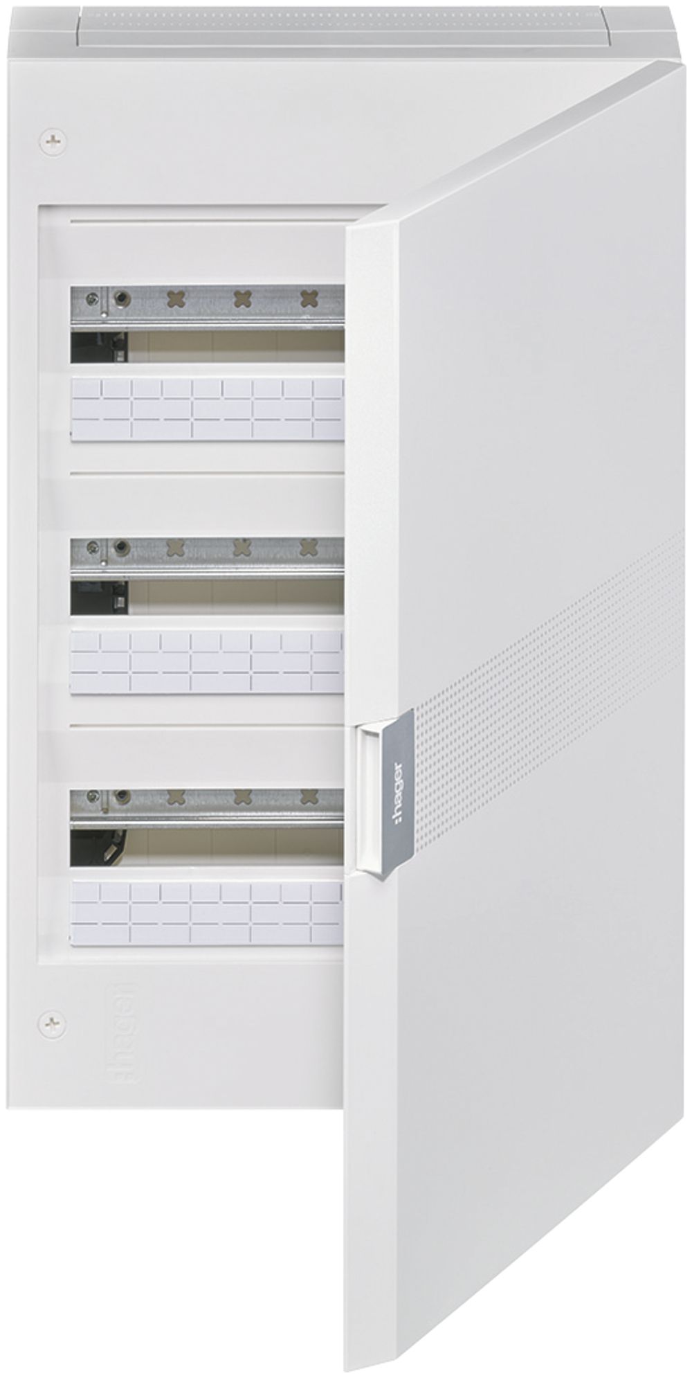Coffret de distribution AP Hager vega 3 rangées 18UM porte IP40 400×625×146mm